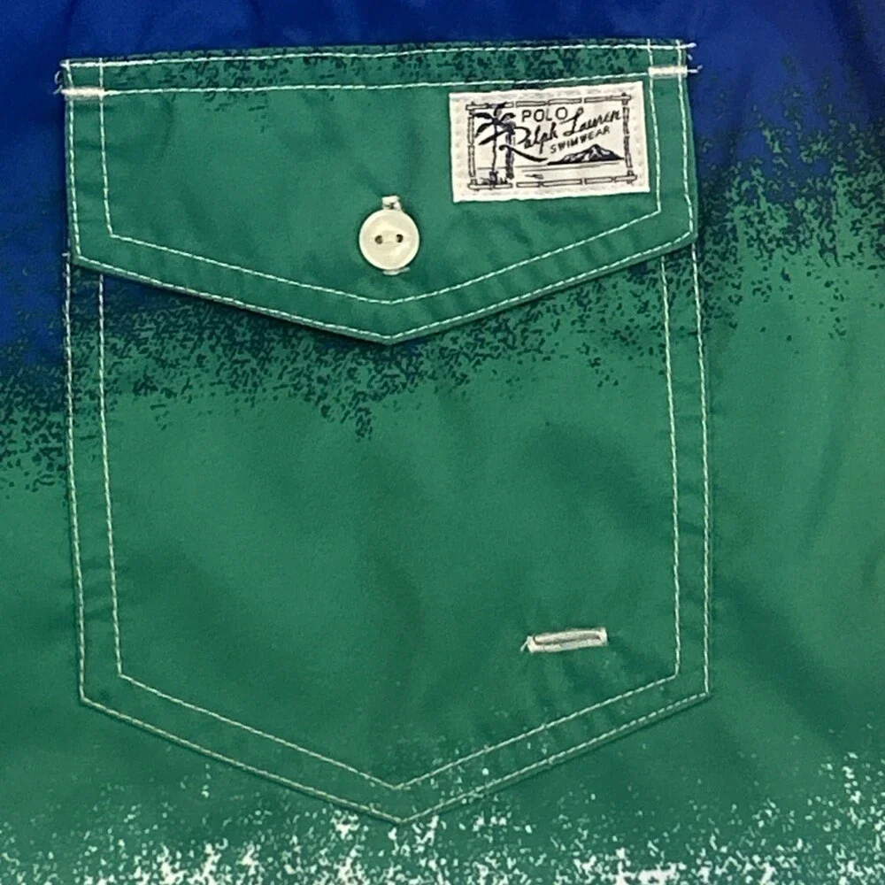 NWT Polo Ralph Lauren Men 1XB Wellness Club Swim Shorts Pony Blue Green Yellow